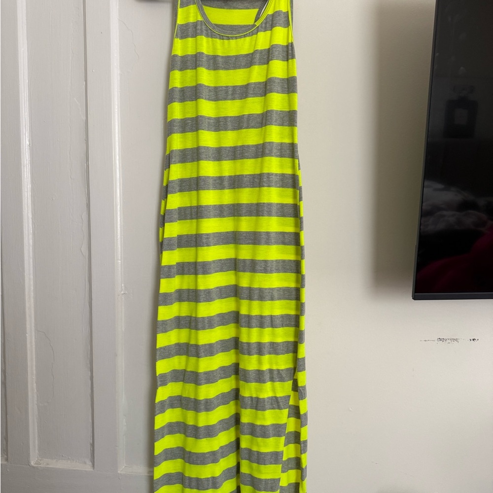 Pretty Little Things Striped Yellow and Gray Maxi Dress